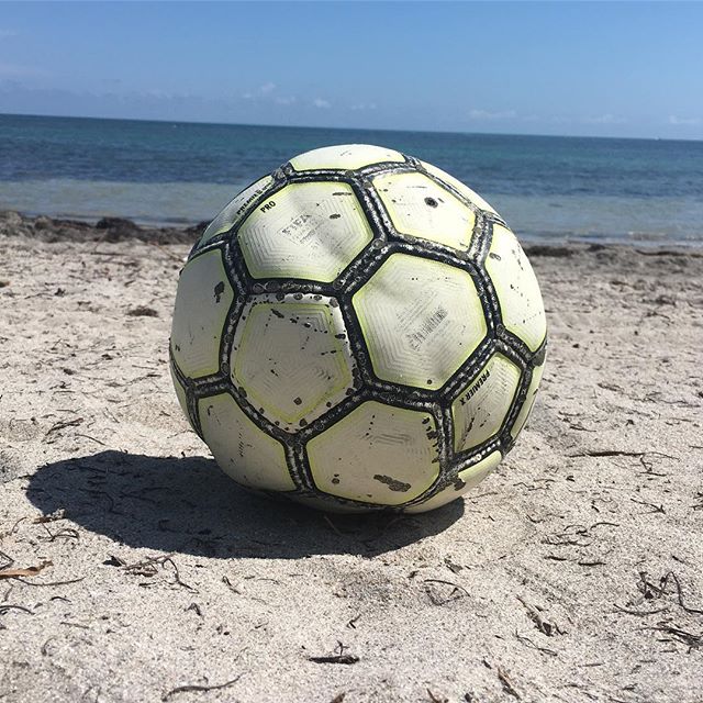 My Wilson! #soccer #peace #serenity #quiettime #beach #lovebeingbymyself #keybiscayne #lastmanonearth #myheadrestintheocean #ocean #alanticocean #bluewater