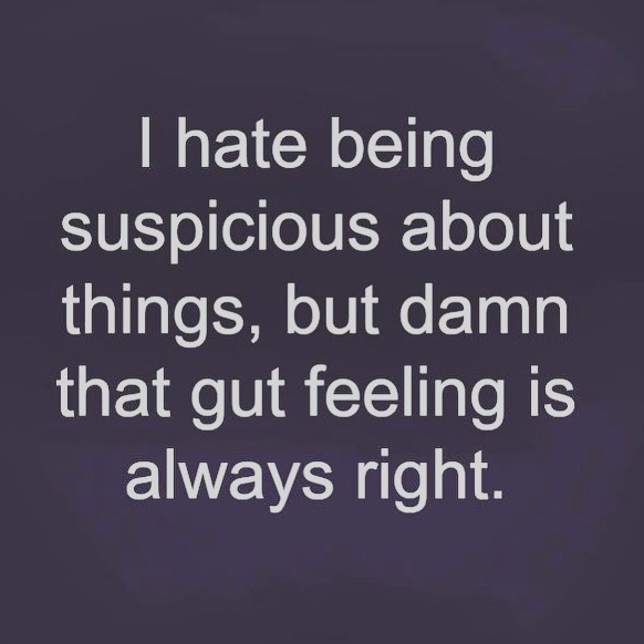 Go with your gut!! #always #suspicious #gutfeeling #Intuitive #gutinstinctisalwaysright #intutition #gutfeeling #ontherighttrack